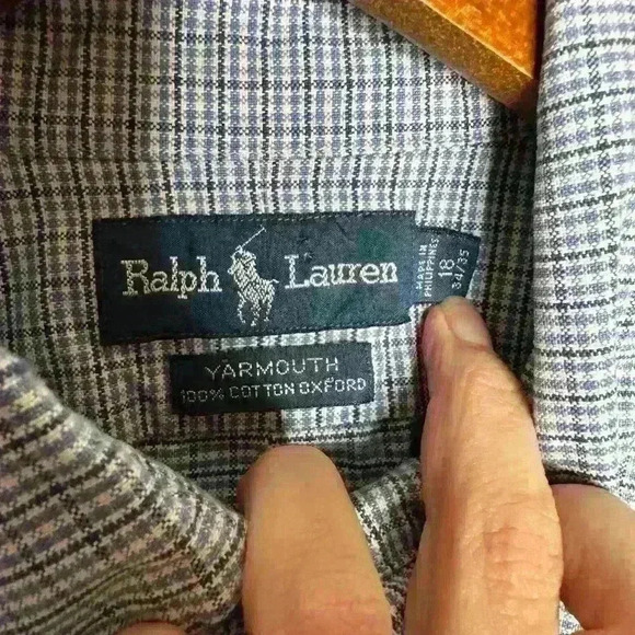 Ralph Lauren Yarmouth Long Sleeve Button down plaid‎ blue 100% Cotton shirt - Picture 4 of 7